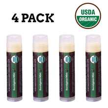 Load image into Gallery viewer, USDA Organic Lip Balm 4-Pack – Eucalyptus Mint Flavor with Beeswax, Coconut Oil, Vitamin E