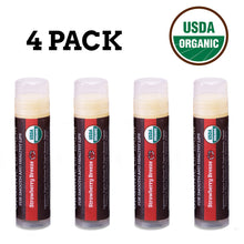 Load image into Gallery viewer, USDA Organic Lip Balm 4-Pack – Strawberry Breeze Flavor with Beeswax, Coconut Oil, Vitamin E