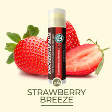 Load image into Gallery viewer, SPF Lip Balm 4-Pack by Earth's Daughter - Lip Sunscreen, SPF 15, Organic Ingredients, Strawberry Flavor, Beeswax, Coconut Oil, Vitamin E - Hypoallergenic, Paraben Free, Gluten Free