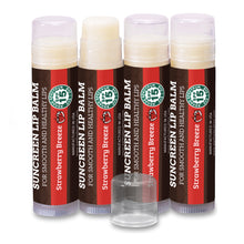 Load image into Gallery viewer, SPF Lip Balm 4-Pack by Earth's Daughter - Lip Sunscreen, SPF 15, Organic Ingredients, Strawberry Flavor, Beeswax, Coconut Oil, Vitamin E - Hypoallergenic, Paraben Free, Gluten Free
