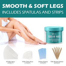 Load image into Gallery viewer, Sugar Wax Kit – Medium All Purpose Sugar Waxing Kit for Women - Organic Hair Removal – 10.6 oz Includes Applicators & Strips, Long Lasting, Gentle & Washable Sugaring Hair Removal, Home Waxing Kit – for Bikini, Legs, Eyebrows, Body