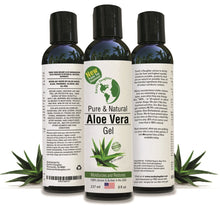 Load image into Gallery viewer, Organic Aloe Vera from 100% Pure and Natural Cold Pressed Aloe with 8 oz Disc Top Dispenser - Great for Face - Hair - Acne - Sunburn - Dry Skin