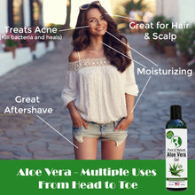 Load image into Gallery viewer, Organic Aloe Vera from 100% Pure and Natural Cold Pressed Aloe with 8 oz Disc Top Dispenser - Great for Face - Hair - Acne - Sunburn - Dry Skin