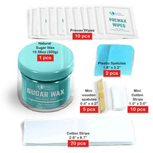 Load image into Gallery viewer, Sugar Wax Kit – Medium All Purpose Sugar Waxing Kit for Women - Organic Hair Removal – 10.6 oz Includes Applicators &amp; Strips, Long Lasting, Gentle &amp; Washable Sugaring Hair Removal, Home Waxing Kit – for Bikini, Legs, Eyebrows, Body