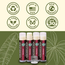 Load image into Gallery viewer, Earth's Daughter Sunscreen Lip Balm SPF 30 - Bing Cherry 4-Pack