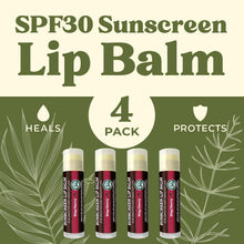 Load image into Gallery viewer, Earth's Daughter Sunscreen Lip Balm SPF 30 - Bing Cherry 4-Pack