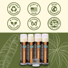 Load image into Gallery viewer, Earth's Daughter Sunscreen Lip Balm SPF 30 - Creamy Coconut 4-Pack