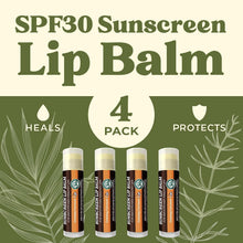 Load image into Gallery viewer, Earth's Daughter Sunscreen Lip Balm SPF 30 - Creamy Coconut 4-Pack