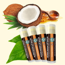 Load image into Gallery viewer, Earth's Daughter Sunscreen Lip Balm SPF 30 - Creamy Coconut 4-Pack