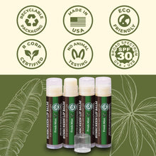 Load image into Gallery viewer, Earth's Daughter Sunscreen Lip Balm SPF 30 - Fresh Mint 4-Pack