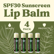 Load image into Gallery viewer, Earth's Daughter Sunscreen Lip Balm SPF 30 - Fresh Mint 4-Pack