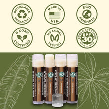 Load image into Gallery viewer, Earth's Daughter Sunscreen Lip Balm SPF 30 - Vanilla Bean 4-Pack