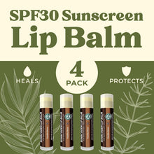 Load image into Gallery viewer, Earth's Daughter Sunscreen Lip Balm SPF 30 - Vanilla Bean 4-Pack