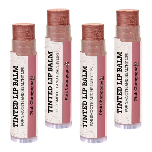 Tinted Lip Balm by Earth’s Daughter – 4 Pack of Pink Champagne Color – Beeswax, Coconut Oil, Cocoa Butter, Vitamin E – Moisturize and Beautify – Paraben Free