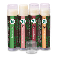 Load image into Gallery viewer, Vegan Lip Balm by Earth’s Daughter, Beeswax Free Lip Balm, Natural, Organic Flavors - 4 Pack of Assorted Flavors, Plant Based Vegan Chapstick, Lip Moisturizer