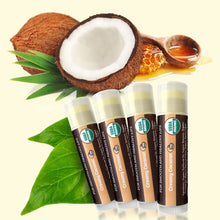 Load image into Gallery viewer, USDA Organic Lip Balm 4-Pack – Creamy Coconut Flavor with Beeswax, Coconut Oil, Vitamin E
