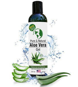aloe vera plant organic Organic Aloe Vera from 100% Pure and Natural Cold Pressed Aloe with 8 oz Disc Top Dispenser - Great for Face - Hair - Acne - Sunburn
