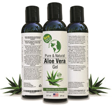 Load image into Gallery viewer, Organic Aloe Vera from 100% Pure and Natural Cold Pressed Aloe with 8 oz Disc Top Dispenser - Great for Face - Hair - Acne - Sunburn - Dry Skin