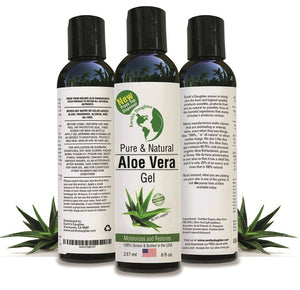Organic Aloe Vera from 100% Pure and Natural Cold Pressed Aloe with 8 oz Disc Top Dispenser - Great for Face - Hair - Acne - Sunburn - Dry Skin