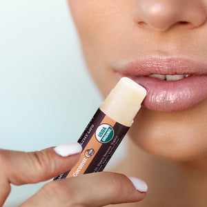 USDA Organic Lip Balm 4-Pack – Creamy Coconut Flavor with Beeswax, Coconut Oil, Vitamin E